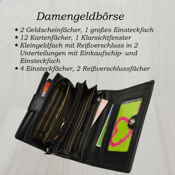 Gestickte Blumen Muster Damen Leder Geldbörsen Damen Portemonnaie mit viel Stauraum